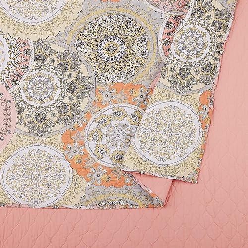 Miniatura 4 de Jessica Simpson Minari Medallion - Juego de edredón de 3 piezas, juego de edredón ligero, juego de ropa de cama acolchado con fundas de almohada,