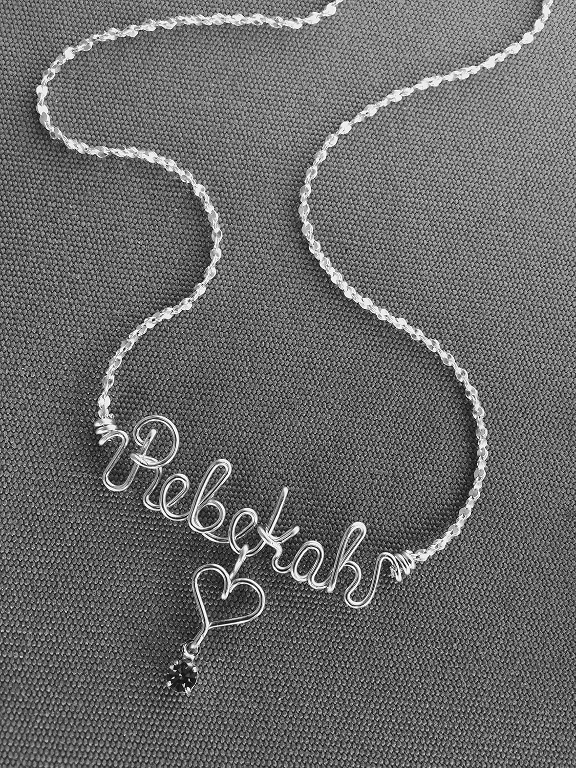 Name Necklace~Personalized Silver Necklace or Anklet~Wire Name~Birthstone~Heart, Cross, Star, Flower, Peace Sign~Any Name, Letters~Custom made just for you