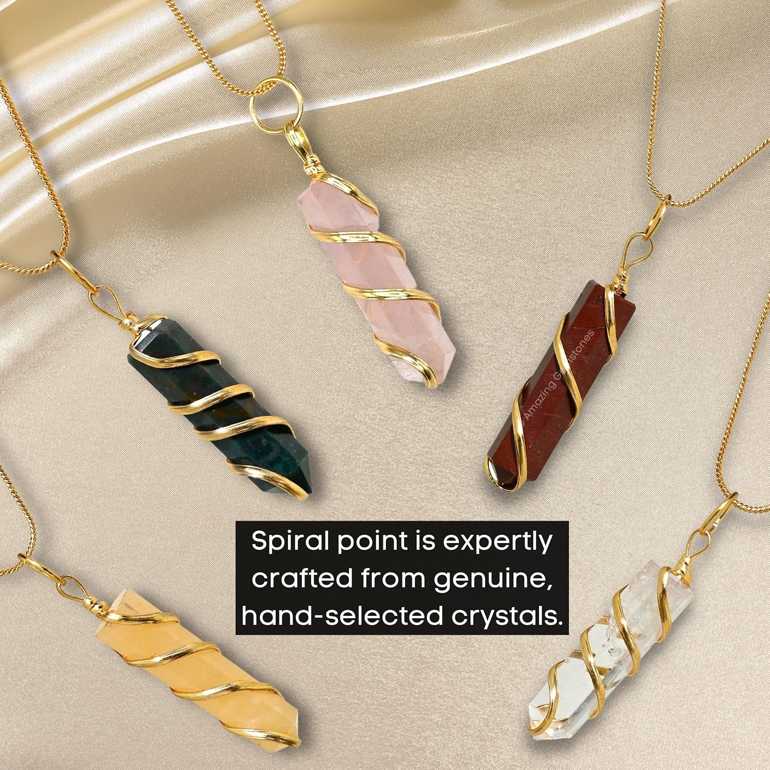 Amazing Gemstone Pack of 11 Crystal Necklaces Pendant For Women, Gold Wire Wrapped Dainty Minimalist Healing Crystal Necklaces For Men Women Unisex Necklace Jewelry 20 Inches... - Image 3