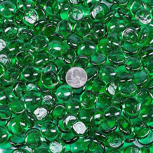 Miniatura 2 de Galashield Canicas de vidrio plano verde para jarrones, gemas de vidrio, cuentas de guijarros, relleno de jarrón (5 libras, aproximadamente 450