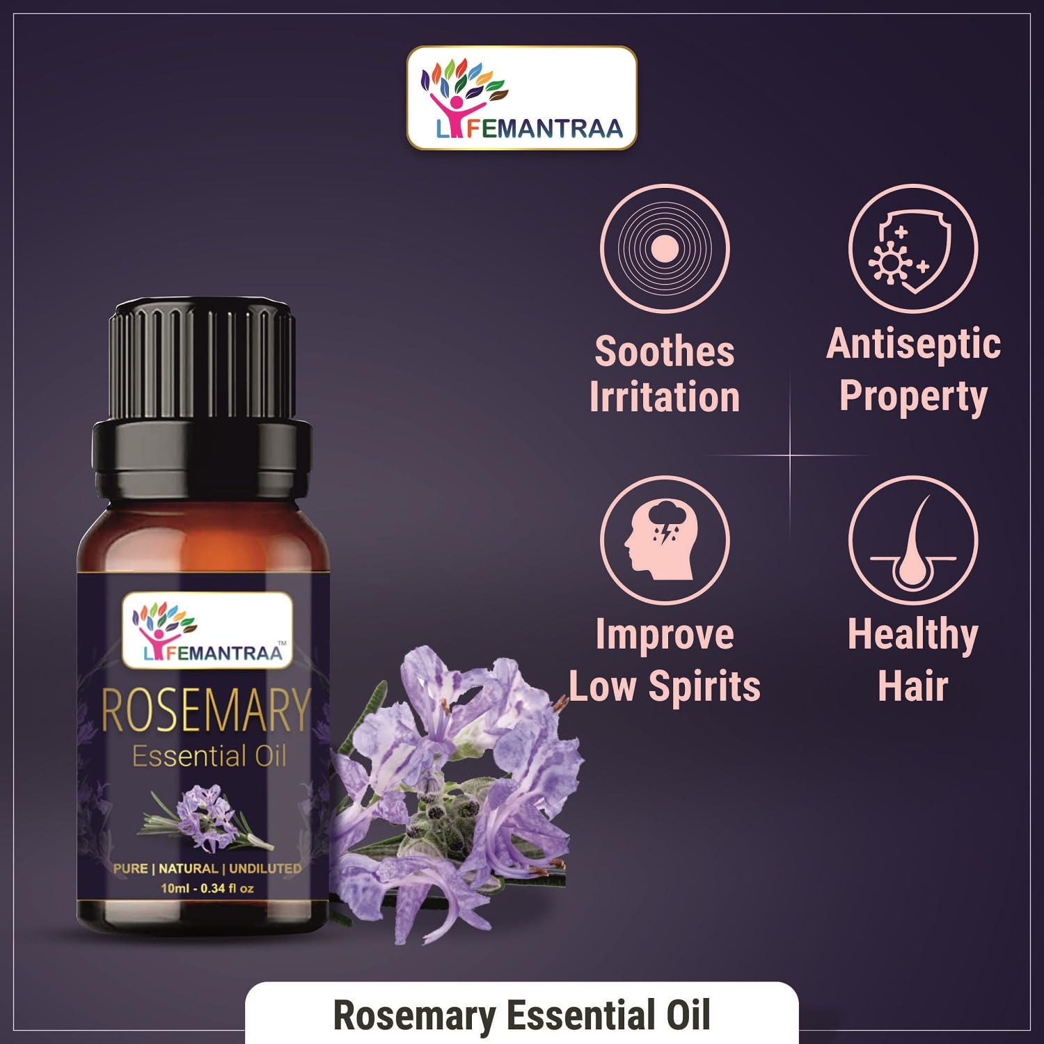 Lifemantraa Pure Lavender, Rosemary, Tea Tree, Jasmine and Rose Essential Oil for Home Fragrance Diffuser, Essential Oils Set for Room Air Freshener Aroma Oil Diffusers, Soap Making, Candle Making 10ml Each (50ml) 2