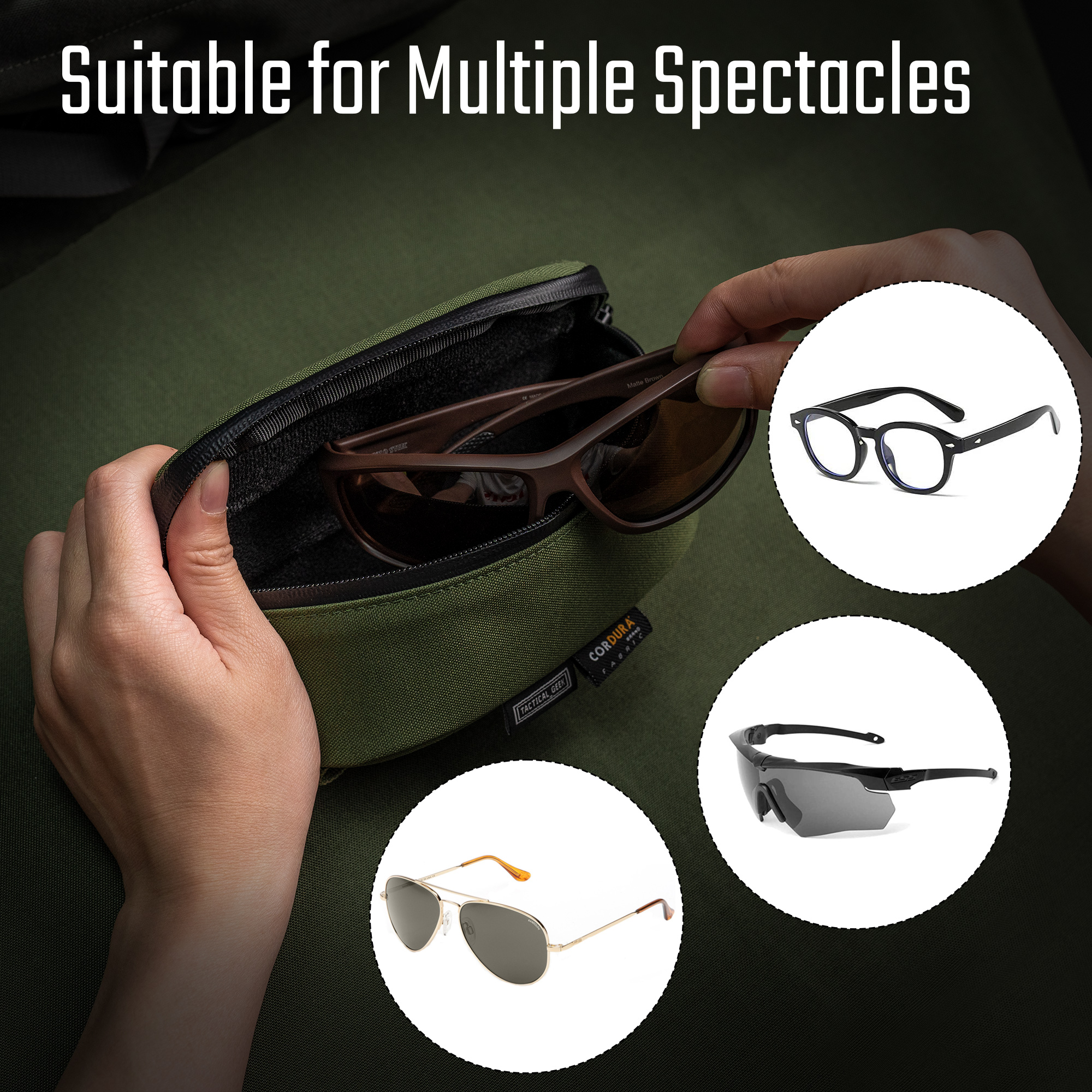 Étui Tactique Pour Lunettes – Fixation MOLLE, Nylon, 17x8x5 Cm | Protection Pour Lunettes De Soleil, Randonnée, Voyage