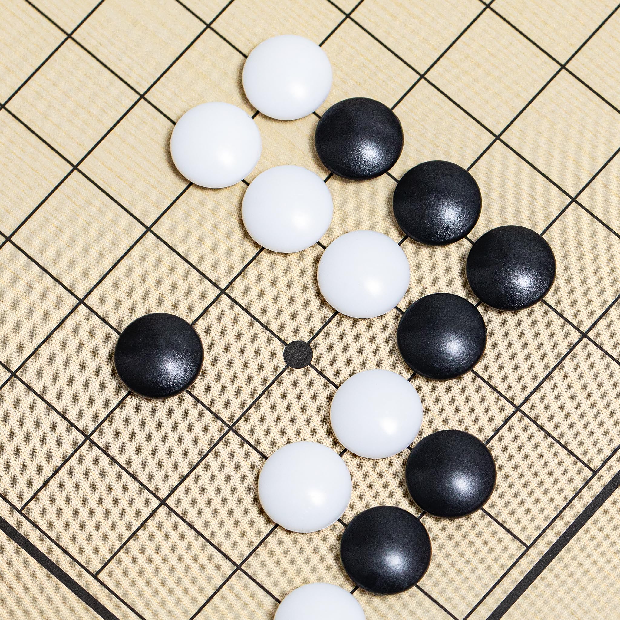 Black long Di fang Go Brettspiel, 27,9 cm (11 Zoll), faltbar, tragbar und für Reisen, (19 x 19 cm), strategisches magnetisches Brettspiel (Weiqi)