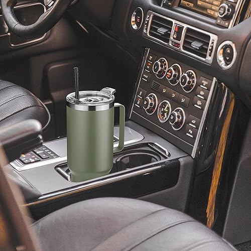 Miniatura 6 de HASLE OUTFITTERS Vaso de acero inoxidable de 40 oz con asa, vasos aislados al vacío a granel, reutilizable, de doble pared, taza para café de viaje,