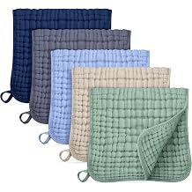 Unnivoll Muslin Burp Cloths for Baby 100% Cotton Burping Cloths for Boys Girls Large 20"X10" Extra Soft and Absorbent 5 Pack - Multicolor