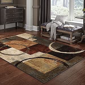Oriental Weavers Hudson Area Rug - 2544B - 7'8" x 10'10" - in Brown/Black - Modern Style, Stain Resistant, Family and Pet Friendly, Dining, Living Room Rug
