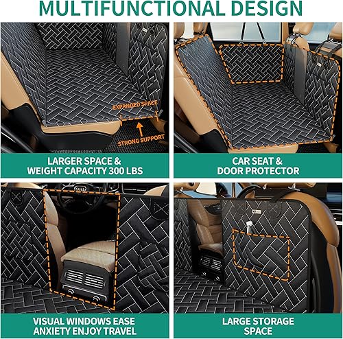 Miniatura 4 de Funda de asiento de automóvil para perro de fondo duro para asiento trasero, cama de viaje para perro con ventana de malla antideslizante