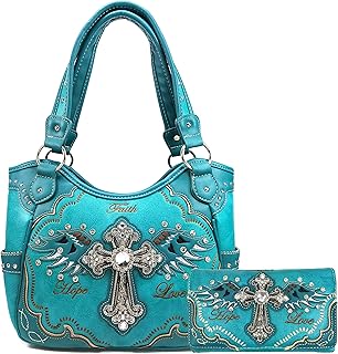 Faith Love Hope Cross Angel Wing Women Conceal Carry Women Tote Purse Set