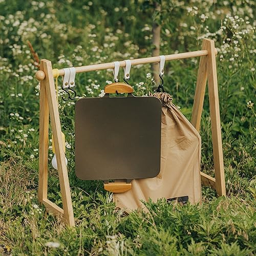 Miniatura 7 de Dr.HOWS Sartén cuadrada sólida de cerámica, sartén antiadherente con mango de madera, estufa portátil de 12 pulgadas para interiores y exteriores,