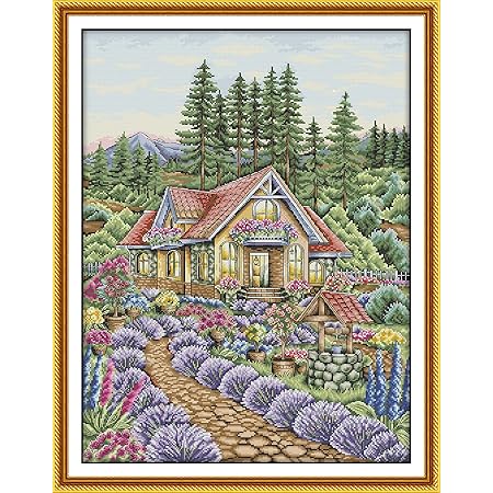 Cleana Arts Kit per punto croce, ricamo su tela prestampata da 14 ct, 2 fili, 30 x 21 cm