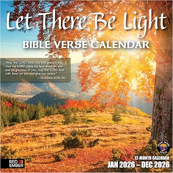RED EMBER Christian Wall Calendar 2026 | Let There Be Light with Bible Verses | 12 Month | 12" x 24" Open | Thick & Sturdy Paper | Holiday Gift | Religious Scripture Christian Calendar 2026