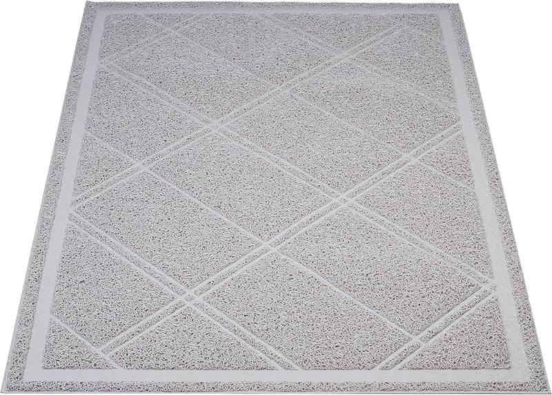 Amazon Basics Less-Mess Litter Trapping Cat Litter Box Mat, Soft on Kitty Paws, Waterproof, Scatter Control, 24" x 35", Grey