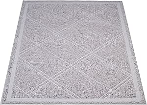 Amazon Basics Less-Mess Litter Trapping Cat Litter Box Mat, 24 x 35 inches, Grey