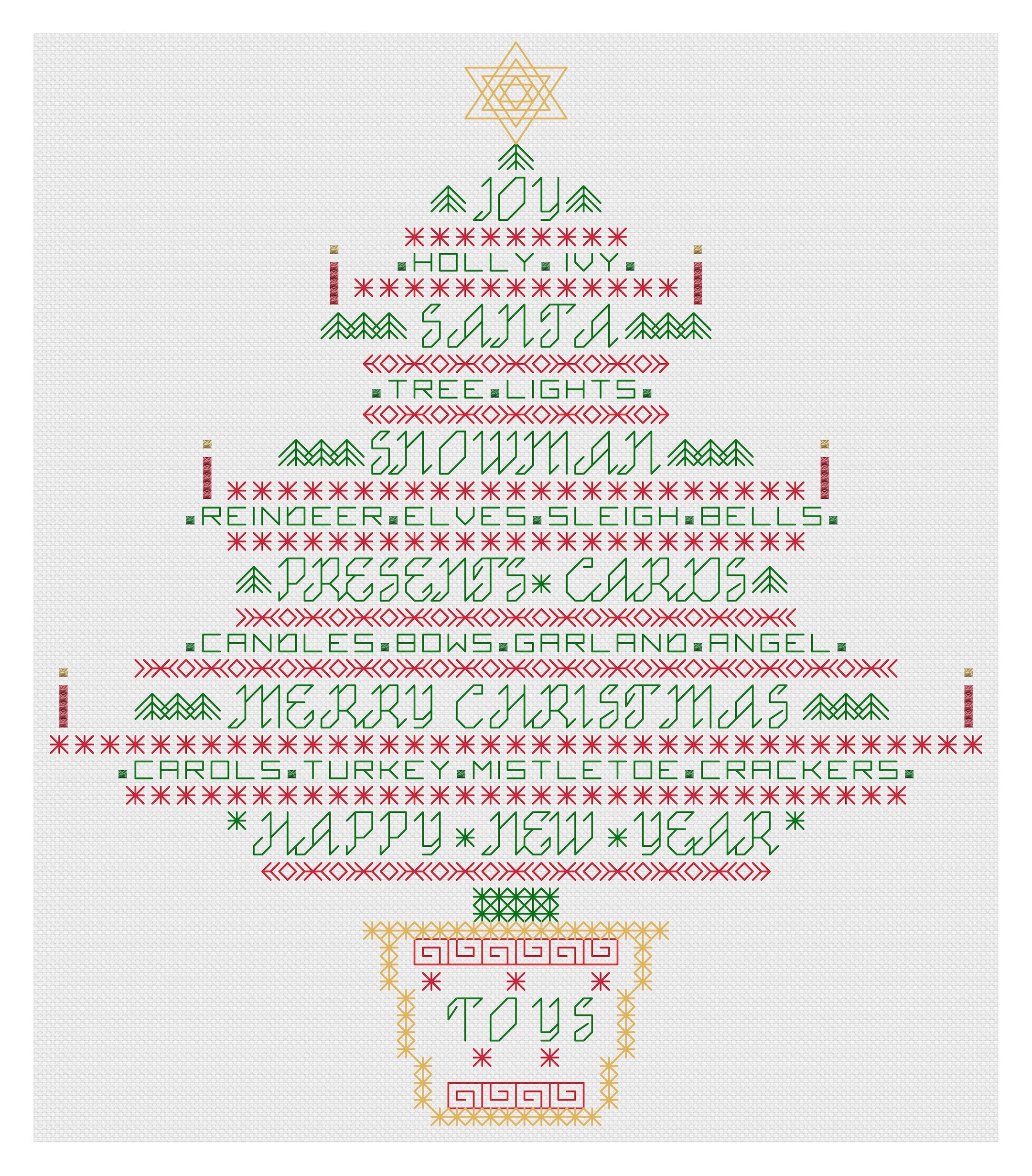 Florashell Needlecrafts Gold Blackwork Christmas Tree Embroidery Kit