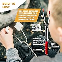 Vista 4 de MalloMe - Palos para s'mores para hoguera de 114 cm extra largos - Kit de palos para asar malvaviscos Smores - Pinchos para s'mores y tenedor