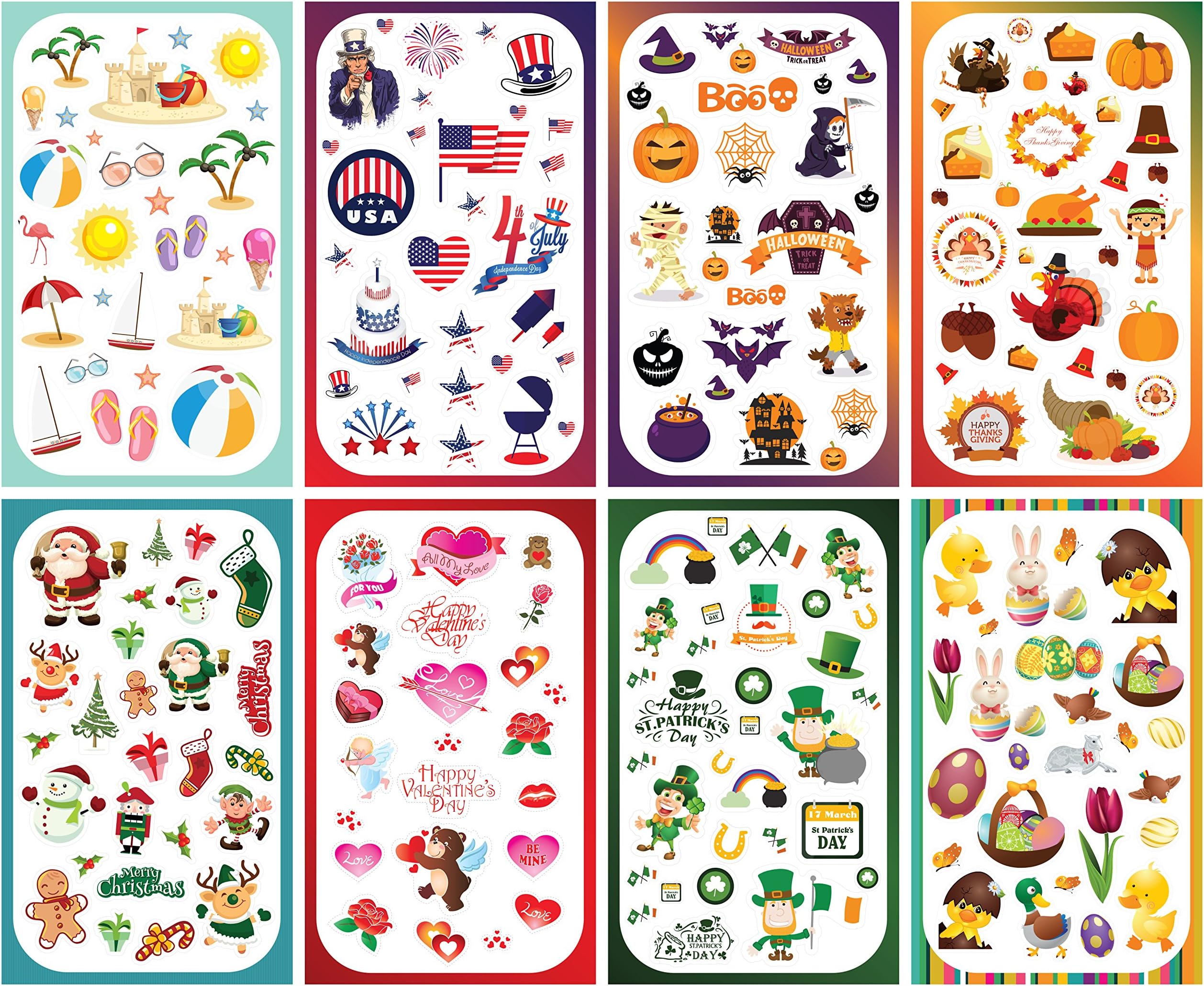 Year-Round Holiday Stickers Variety Pack: Fun Assortment of Designs for a Whole Year (400+ Stickers)