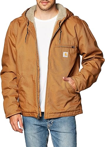 Carhartt Men's Relaxed Fit Washed Duck Sherpa-Lined Jacket