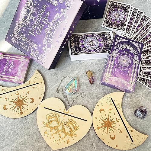 Miniatura 8 de 78 cartas de tarot con libro guía – Juego de regalo de baraja de tarot con tela de tarot, piedras de chakra y bolsa de tarot, cartas de tarot