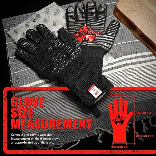 Miniatura 6 de Glove Station The Griller - Guantes de barbacoa resistentes al calor, guantes de cocina aislados para cocinar a la parrilla, hornear, silicona de