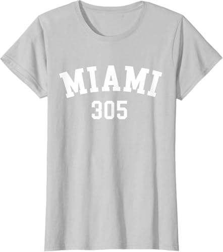 Miniatura 58 de Miami 305 USA American College Font T-Shirt Negro,Azul Marino,Azul Pastel,Arándano,Rojo,Plateado,Hierba,Verde Kelly,Marrón,Verde Oliva,Jaspeado