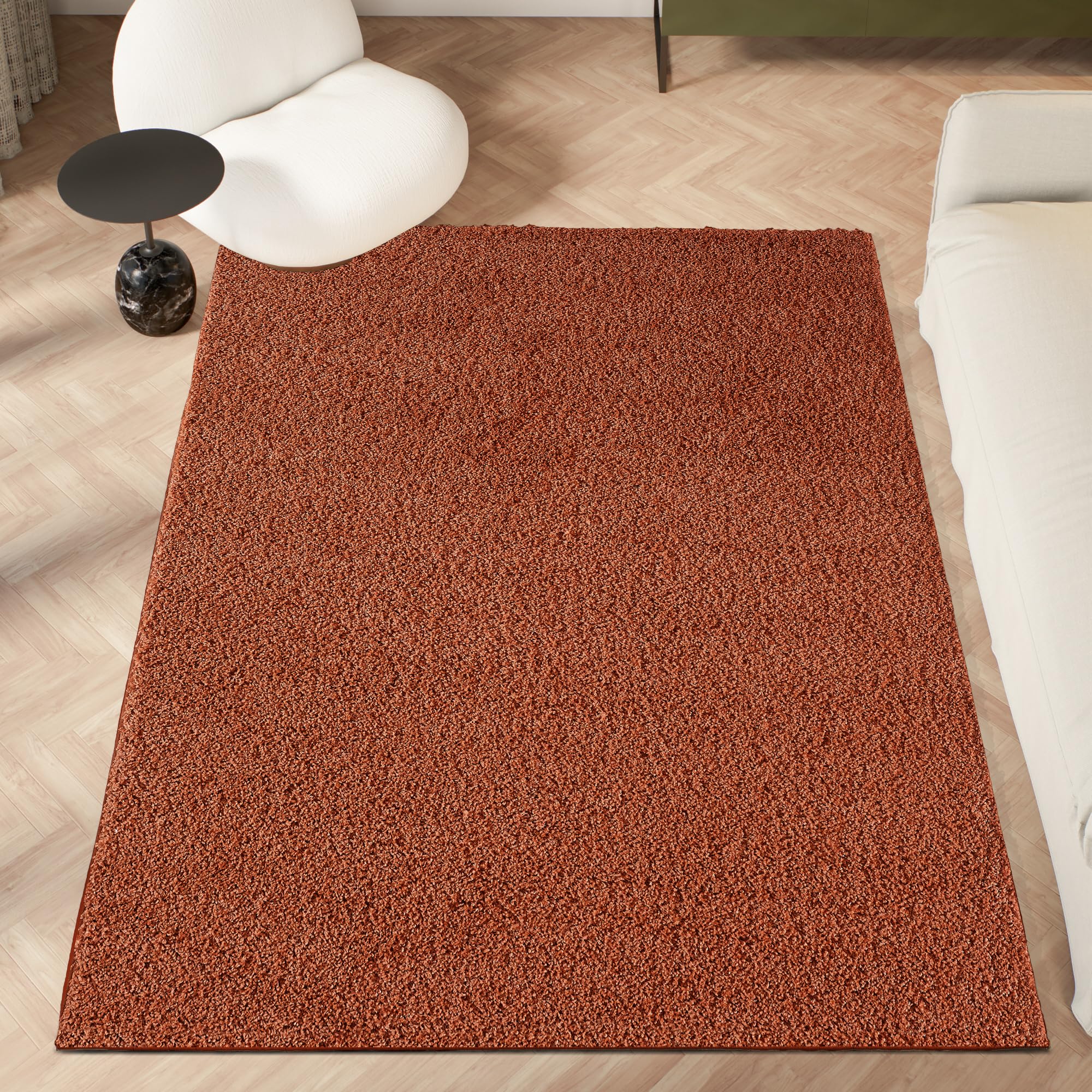 homeart Area Rug - Super Soft Shaggy Rugs For The Living Rooms, Bedrooms And Kitchen - Modern, Easy To Clean Carpet - 120 cm Square, Terra