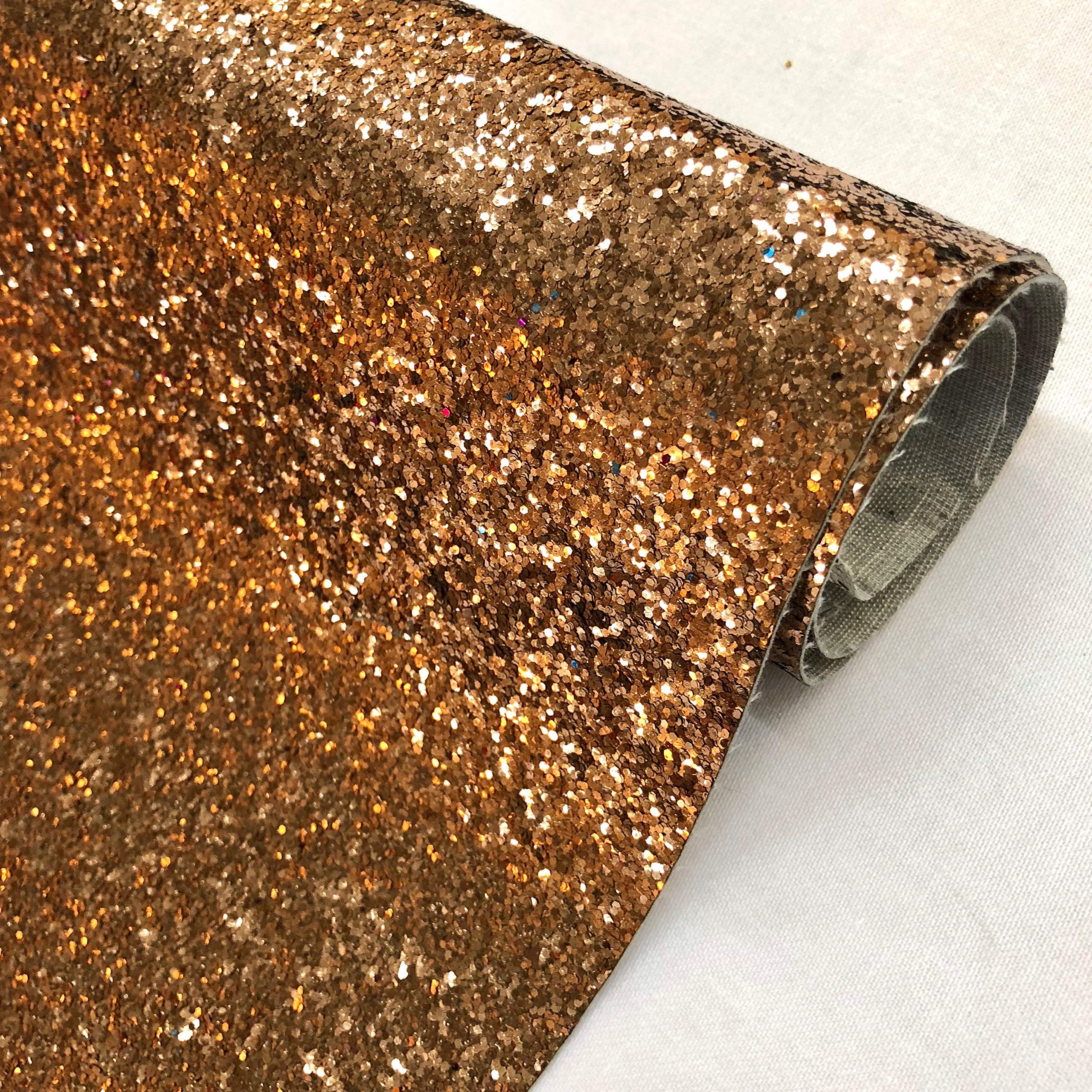 Chunky Glitter Fabric Sparkly A4 A5 Vinyl Faux Leather Craft Bag Wall Decor Bow (Bronze, 30cmx138cm Strip)