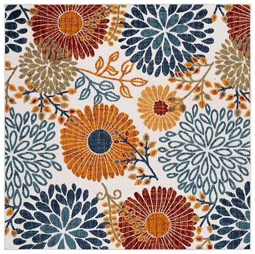 Washable Rug Outdoor Cabana Collection - 10' Square, Cream &