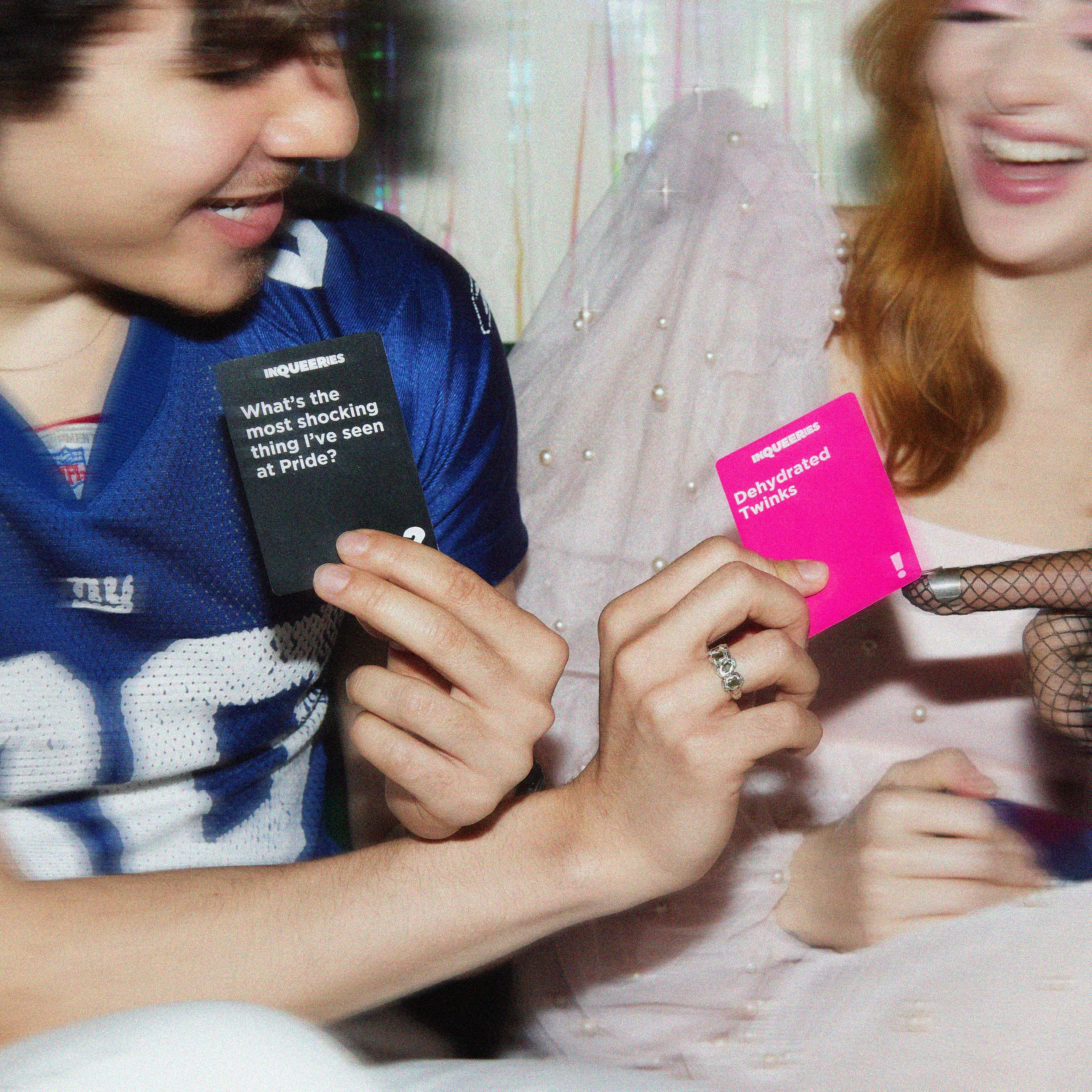 InQueeries By Relatable, Adult Games For Game Night, LGBTQ Games And Card Games For Pride Social Gatherings, Appropriate For Ages 17+, Includes 450 Cards, Holographic Crown, And Instructions