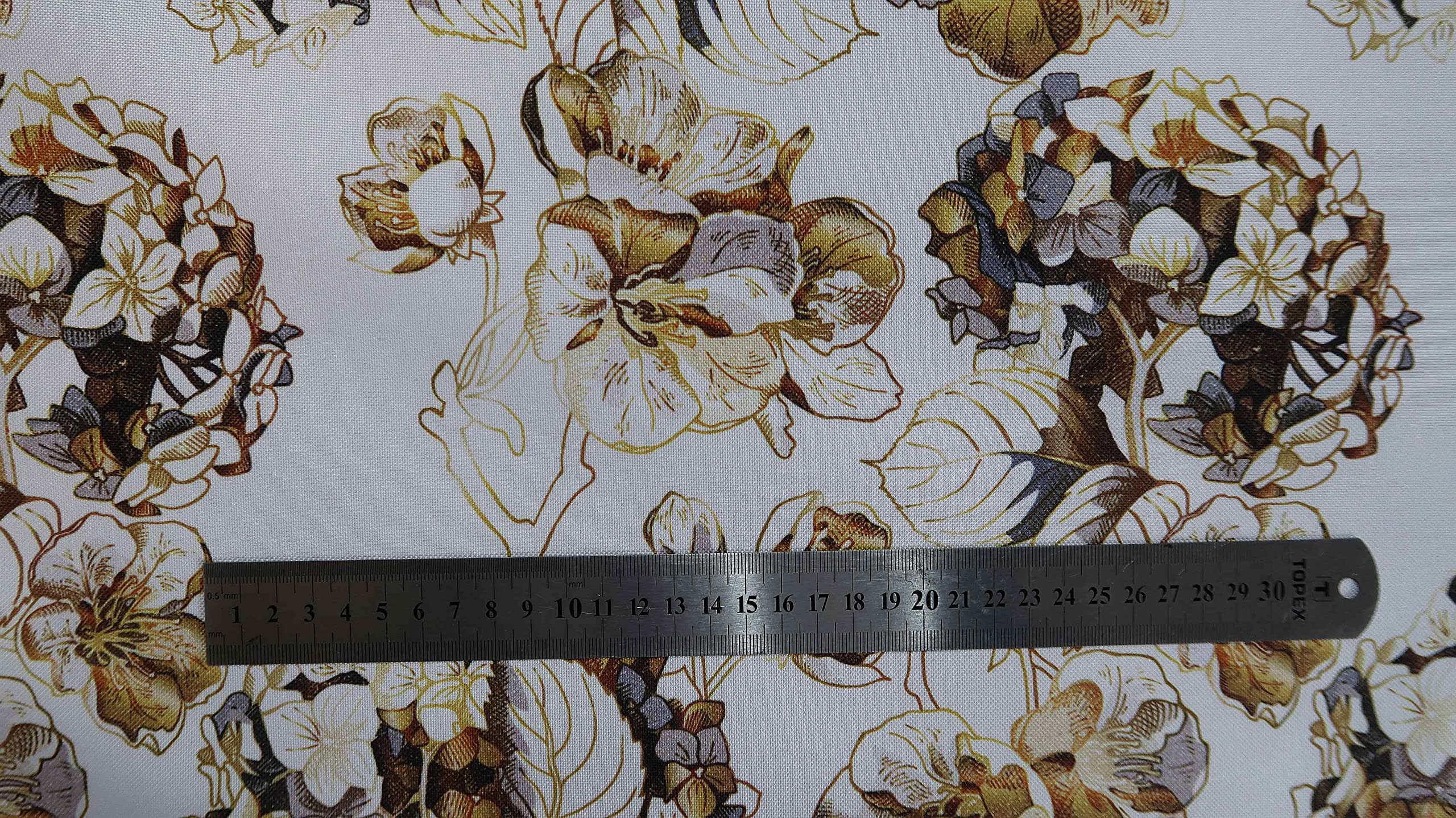 Heko Panels Oxford Tissu Imperméable Toile Store Au Metre - Tissus Au Metre Ameublement Pour Intérieur Et Extérieurs - 100% Polyester Résistant Et Anti- Tâches - Fleurs D'or