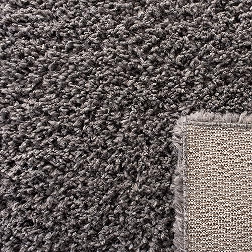 Miniatura 6 de SAFAVIEH August Shag Collection - Alfombra de pasillo, 2 x 7 pies, color gris, diseño sólido, no desprende pelusa y de fácil cuidado, 1.5 pulgadas