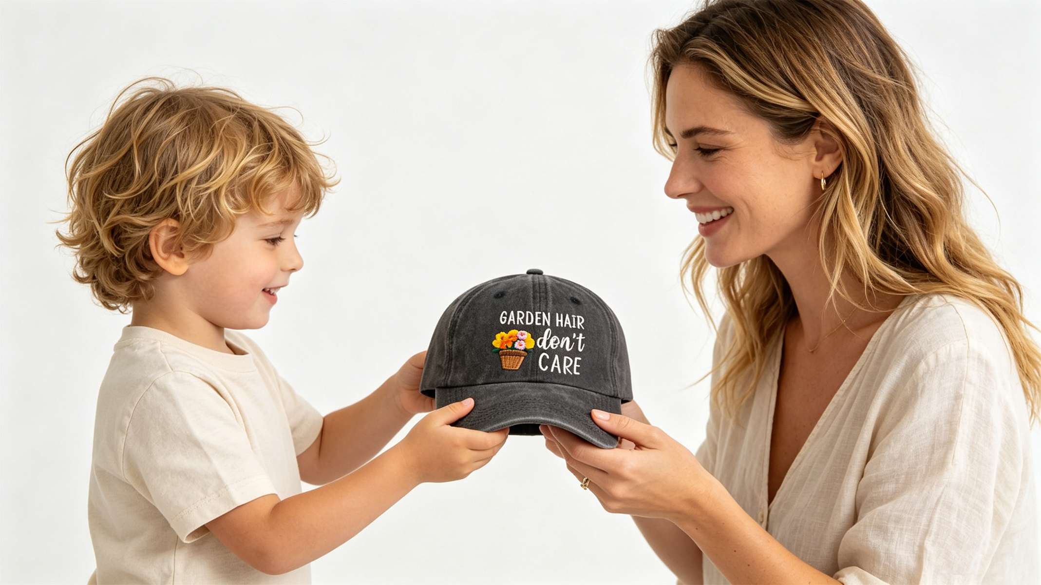 Gorro para mujer ajustable de algodón bordado miniatura 7