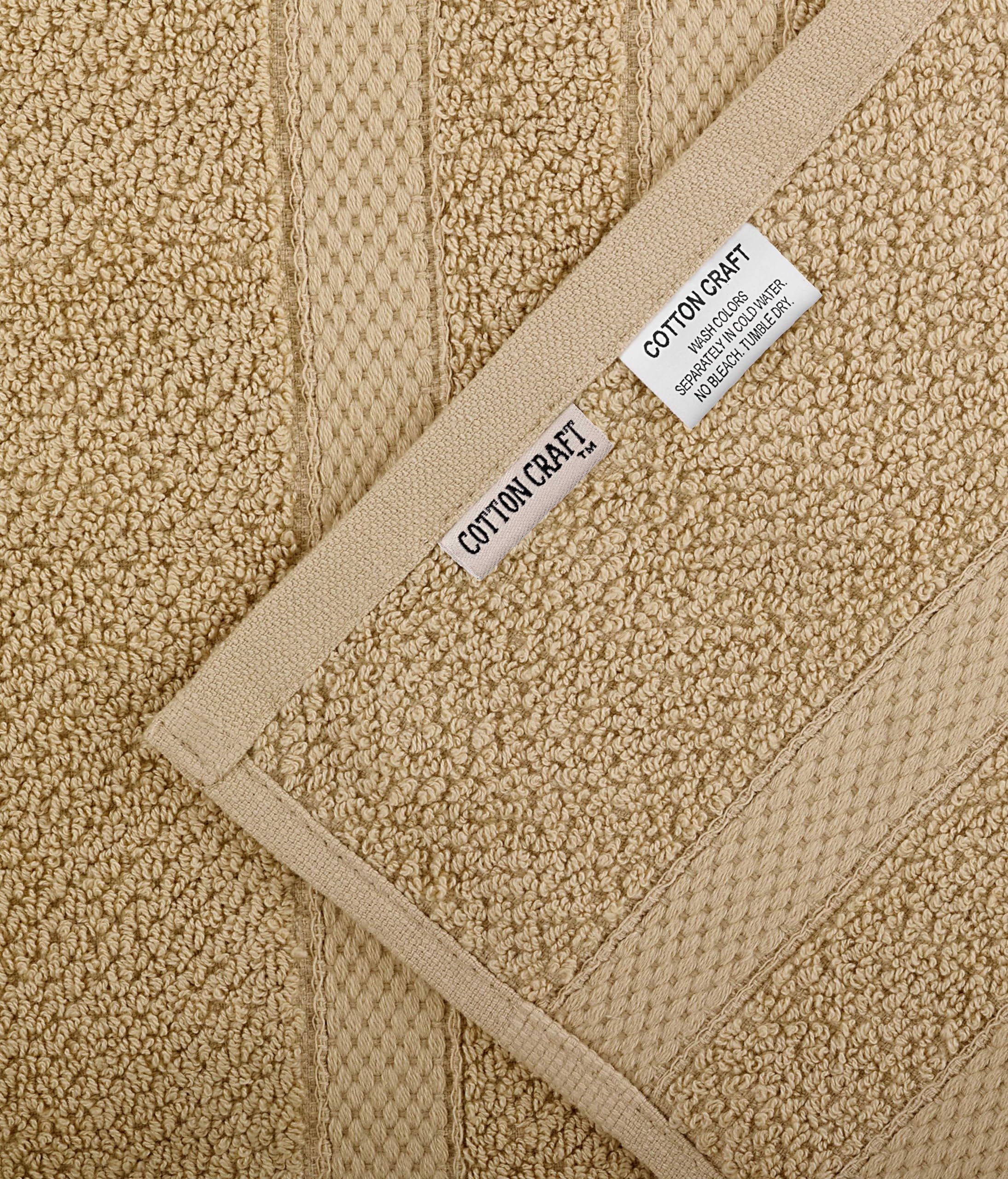 COTTON CRAFT - Rice Weave - Juego de toallas de 10 piezas en lino, lujoso, 100 % algodón, pesado y absorbente, juego con 2 toallas de baño grandes de gran tamaño, 4 toallas de mano y 4 paños