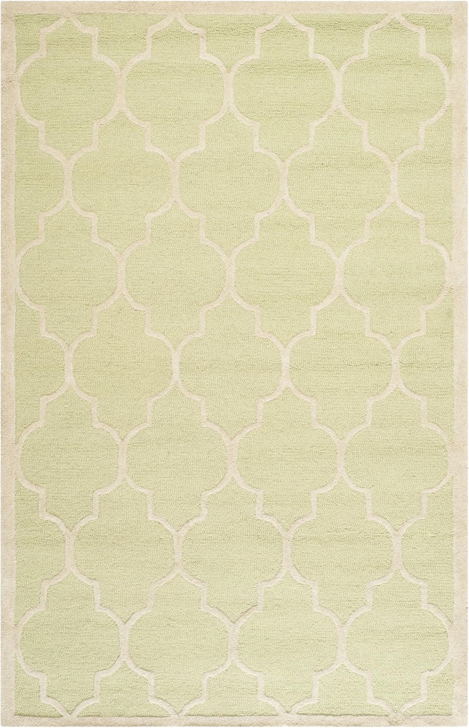 SAFAVIEH Cambridge Collection Area Rug - 5' x 8', Light Green & Ivory, Handmade Moroccan Trellis Wool, Ideal for High Traffic Areas in Living Room, Bedroom (CAM134B)