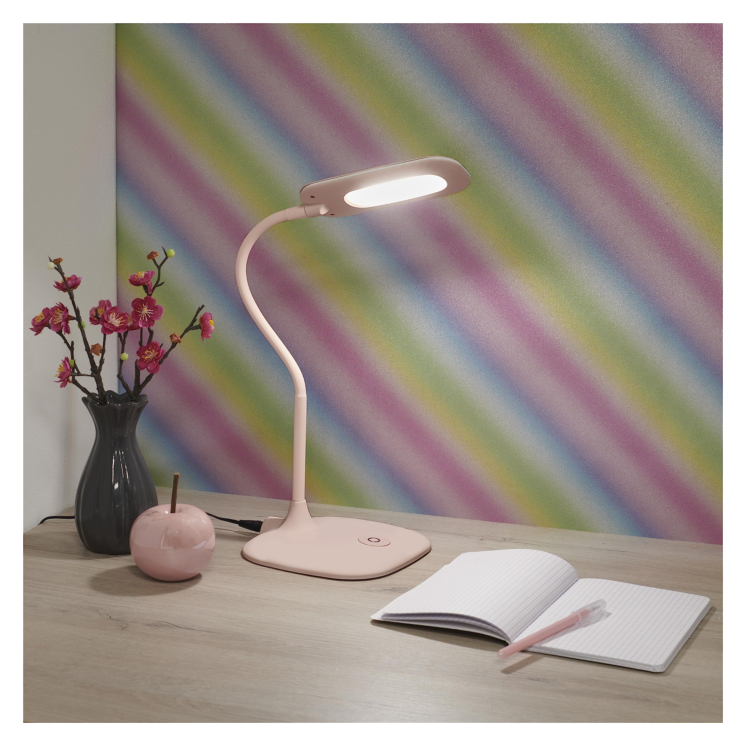 EMOS Lampada da tavolo a LED dimmerabile STELLA 6,5 W, luminosità max. 400 lm, colore luce 4000 K, braccio flessibile, cavo di alimentazione da 1,7 m con adattatore europeo, CRI>80, durata della luce