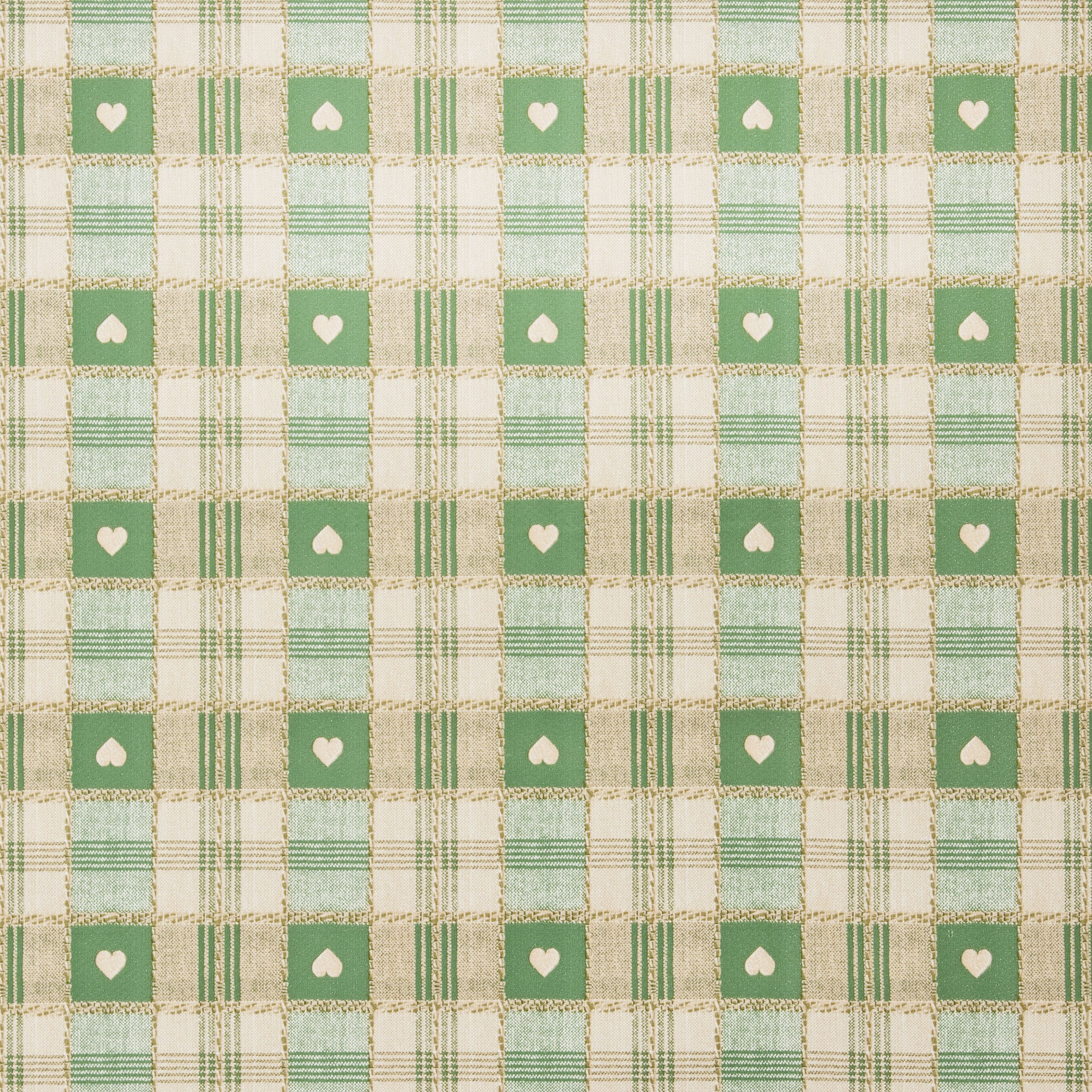 Green Heart Check PVC Vinyl Oilcloth Wipe Clean Tablecloth 140cm x 140cm (55" x55") Square