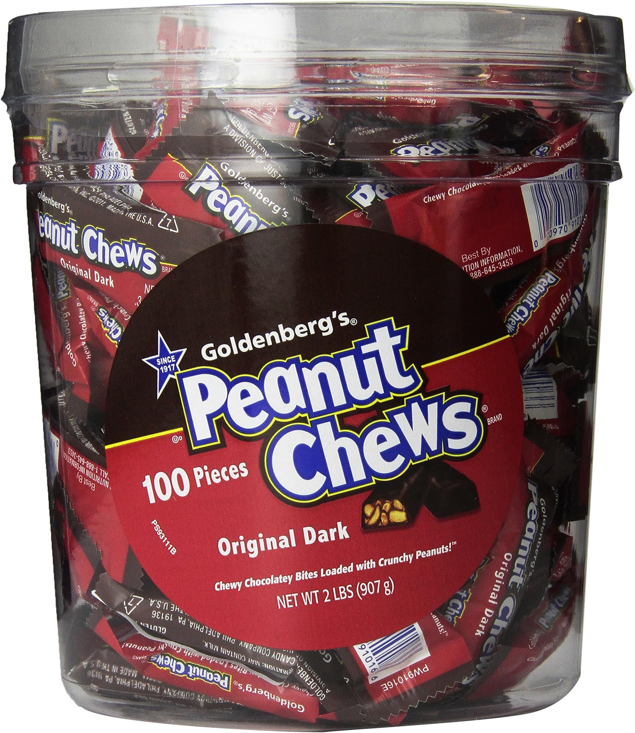 Peanut Chews Original Dark Candy, 2-Pound Tubs (Pack of 2)