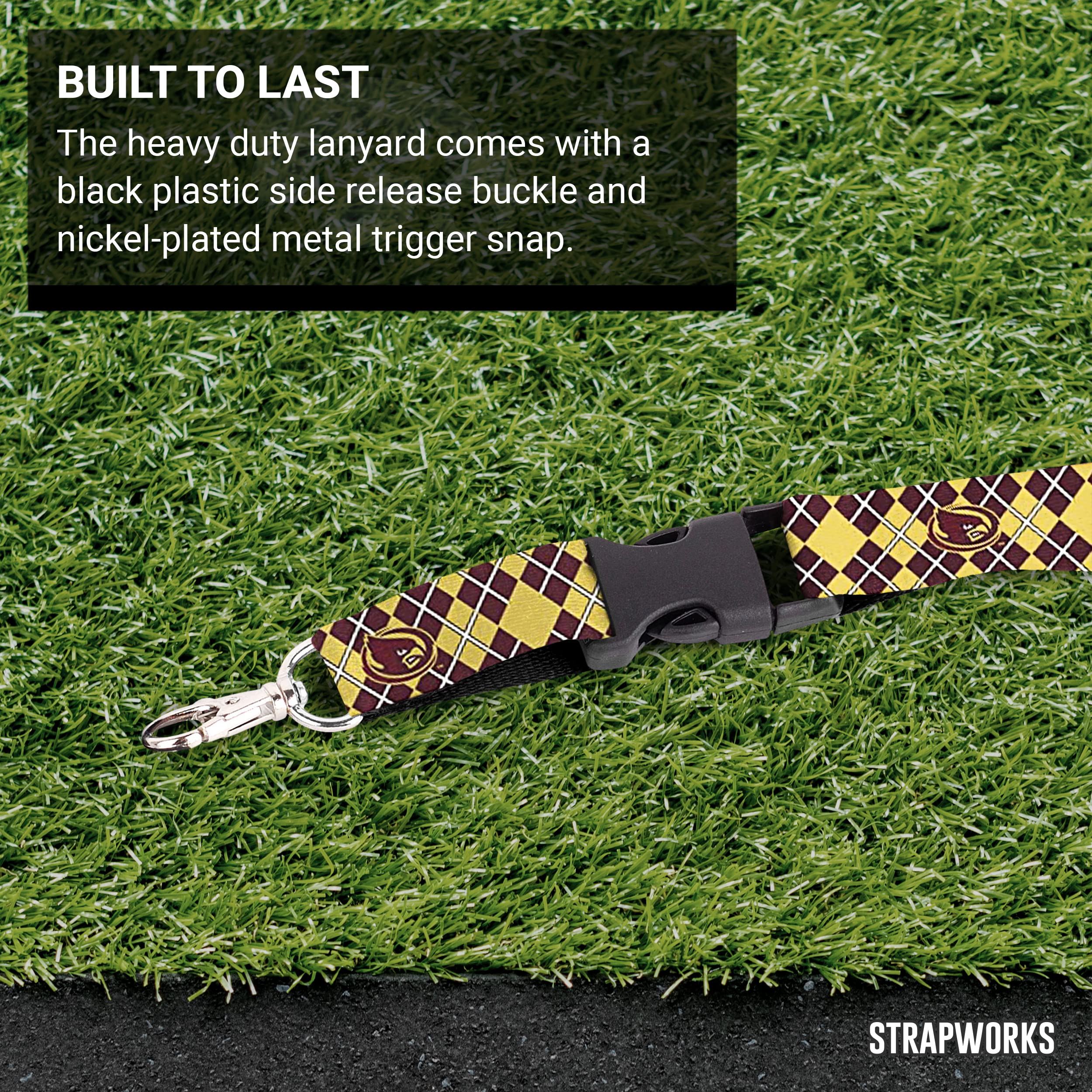 Smycz Iowa State Cyclones – satynowy brelok do kluczy, Iowa State ID Plakietka – 9 cm, Argyle