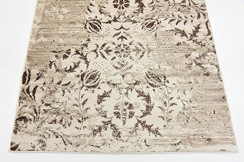 Miniatura 7 de Unique Loom Rushmore Collection - Alfombra tradicional blanca tono sobre tono marrón chocolate (4 pies x 6 pies)