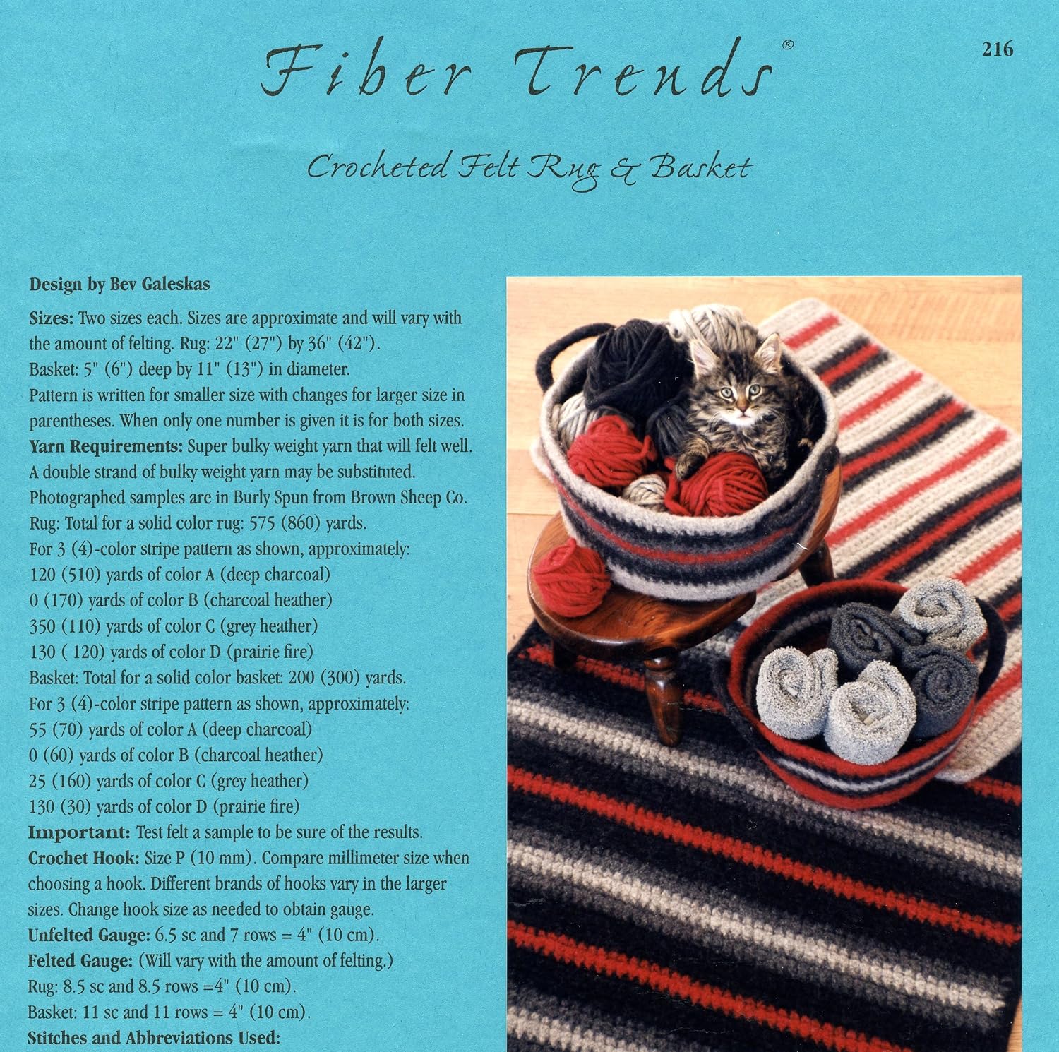 Crocheted Felt Rug & Basket - Fiber Trends Crochet Pattern 216