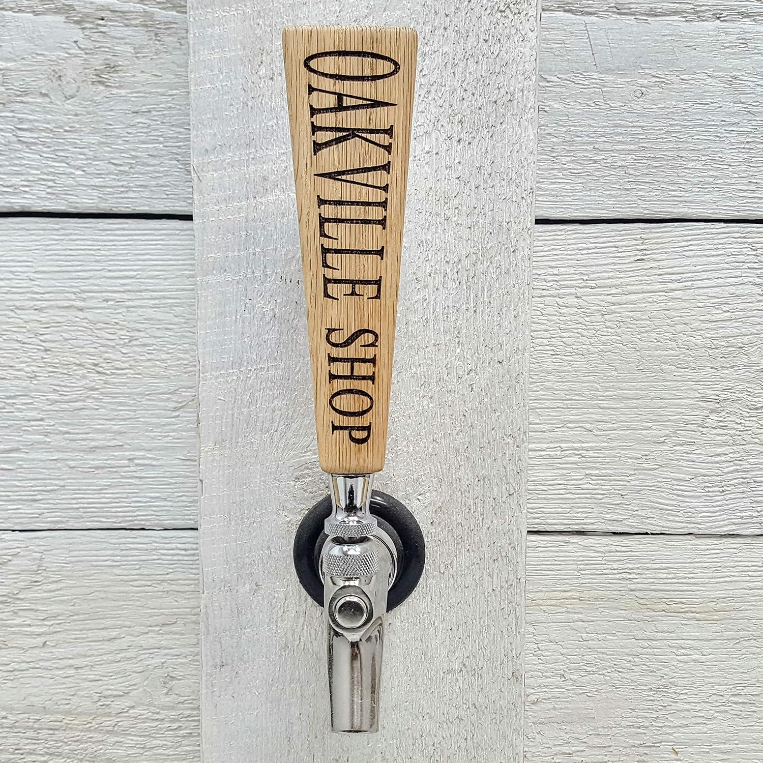 Customized Beer Tap Handle Tapered Shape Solid Wood (Short with vertical text)