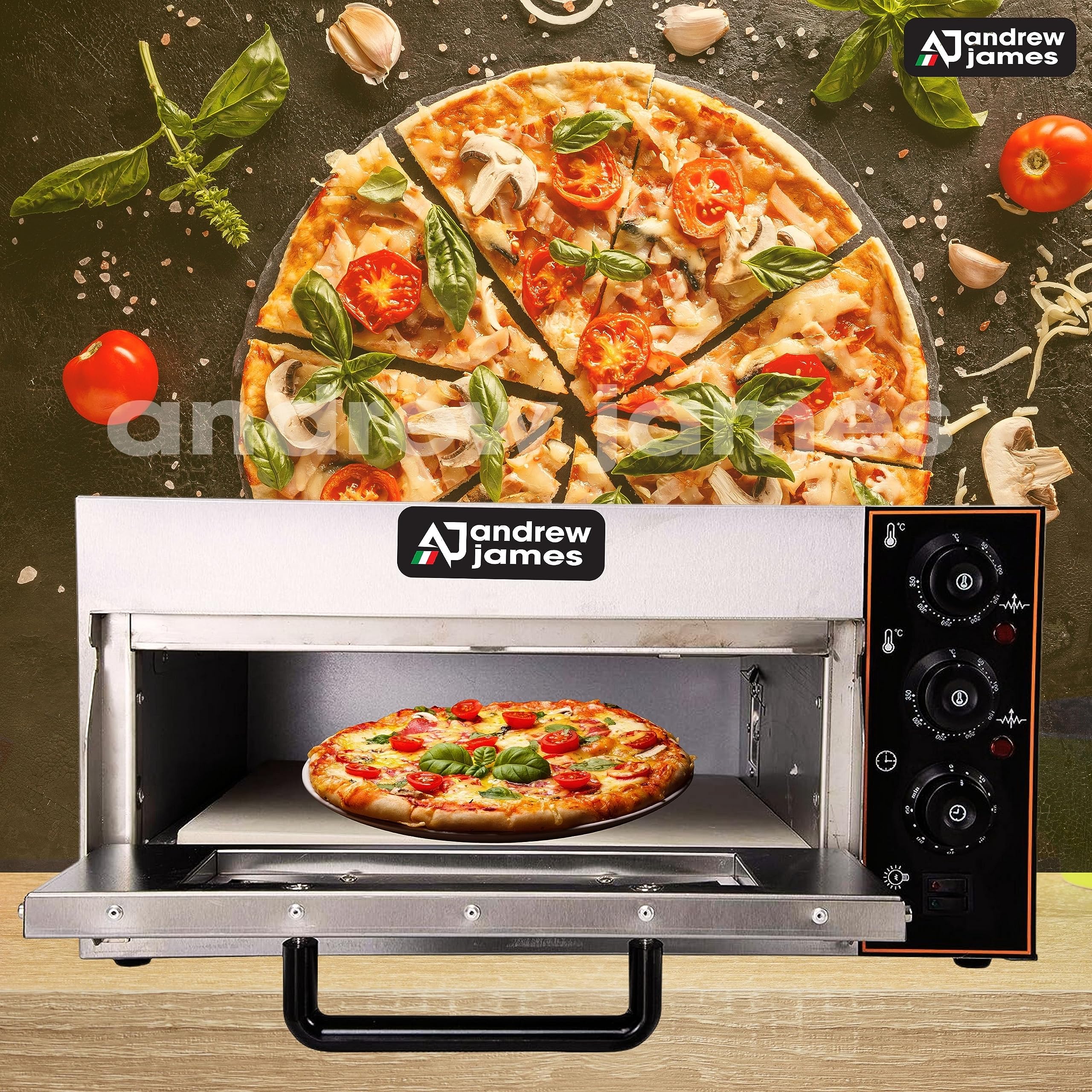 Andrew James Stainless Steel Commercial Use Single Deck Pizza Oven