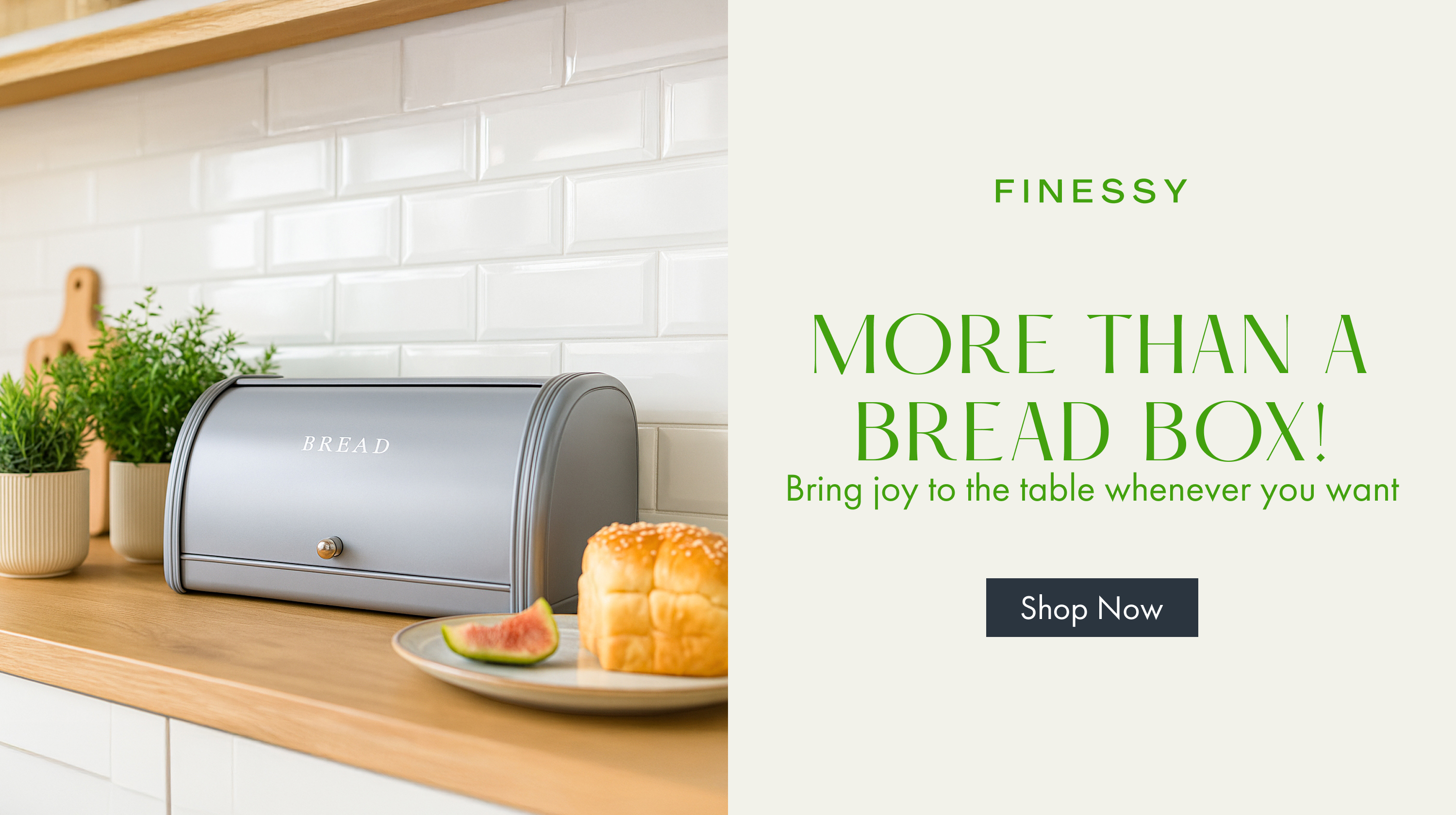 Modern Metal White Bread Box for Kitchen Countertop for
