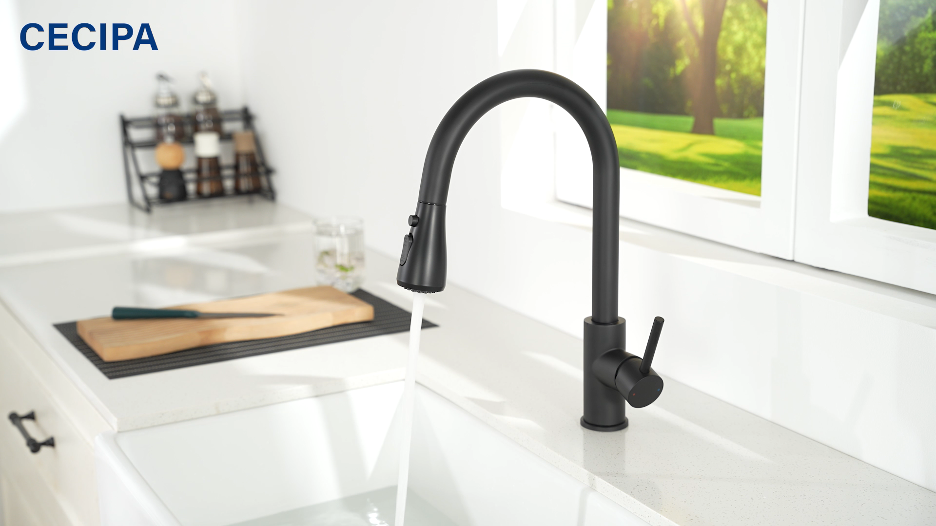 Grifos De Cocina CECIPA Grifo Cocina Negro Extraible Con Ducha
