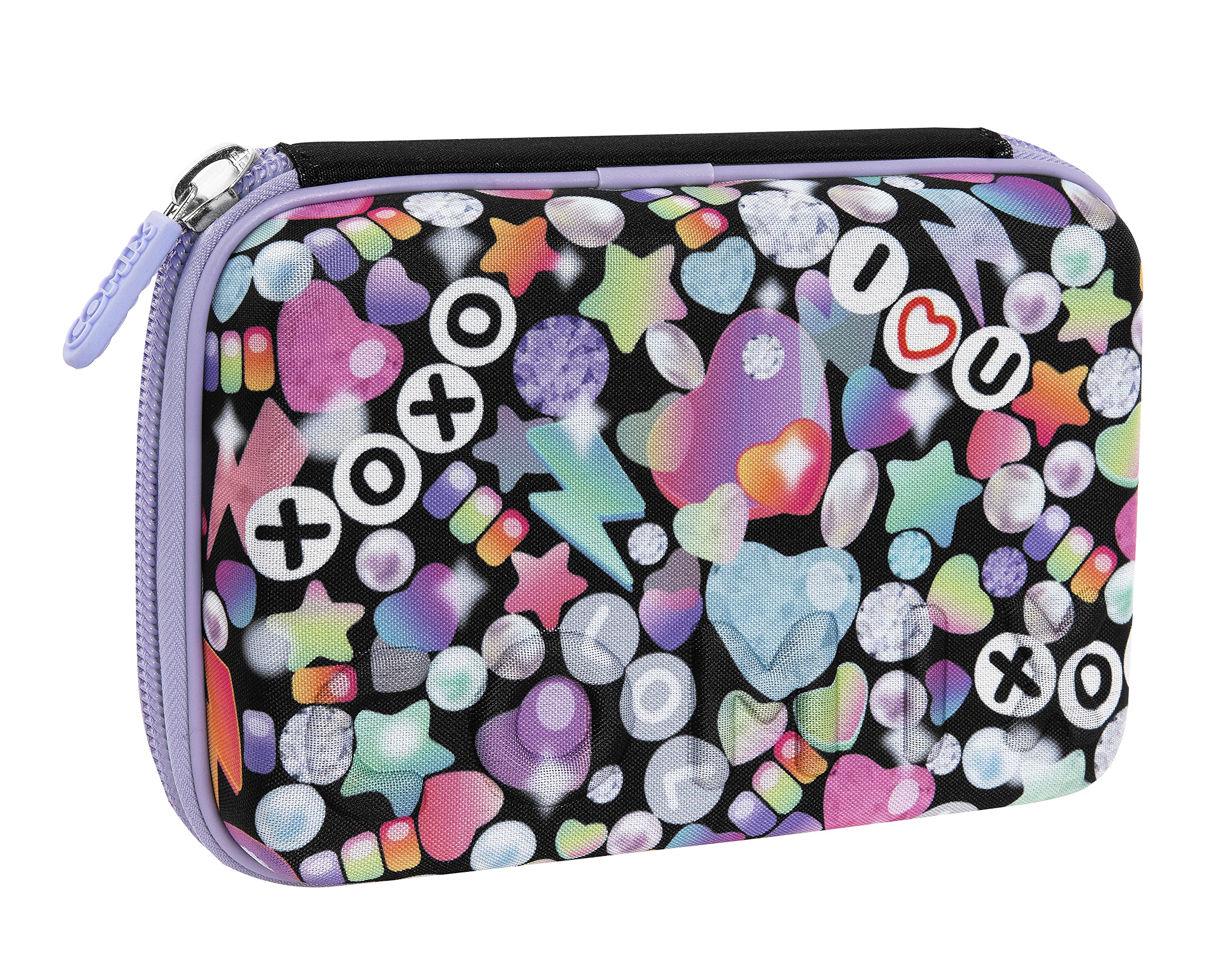 Astuccio Scuola, Astuccio Maxi Zip per Bambini e Ragazzi, con Set Cancelleria Incluso, Cover Metal Iridescente, Rigido con Maxi Logo e Tirazip in Metallo, 21 x 14,5H x 6,5 cm