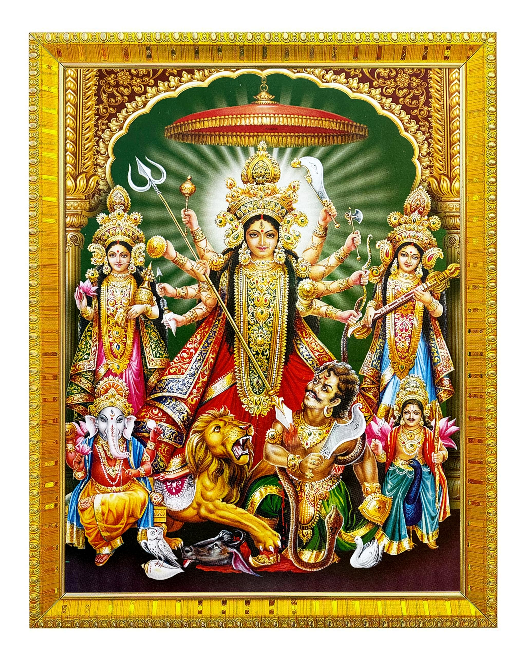 Koshtak Mahishasuramardini Durga Photo Frame With Glossy Lamination On Poster With Golden Frame For Puja Room/Temple/Wall Hanging/Gift/Home Decor/Worship Size 30cm x 23 cm…..-image-26