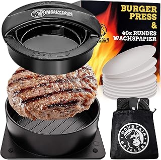 MOUNTAIN GRILLERS Burgerpresse Patty Maker - Handliche antihafte Form mit 40 STK backpapier für perfekte Burger, Patties o...