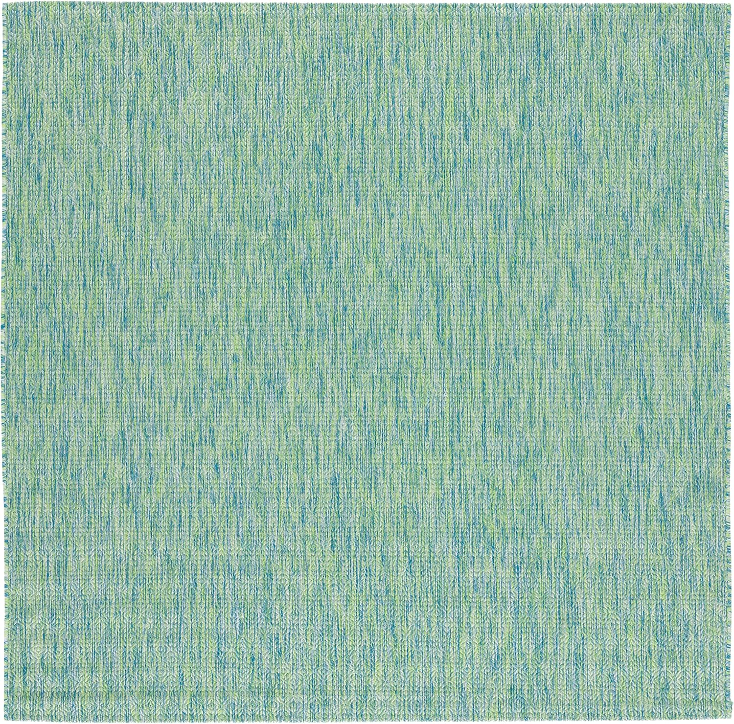 Green and Blue Square Indoor/Outdoor Area Rug