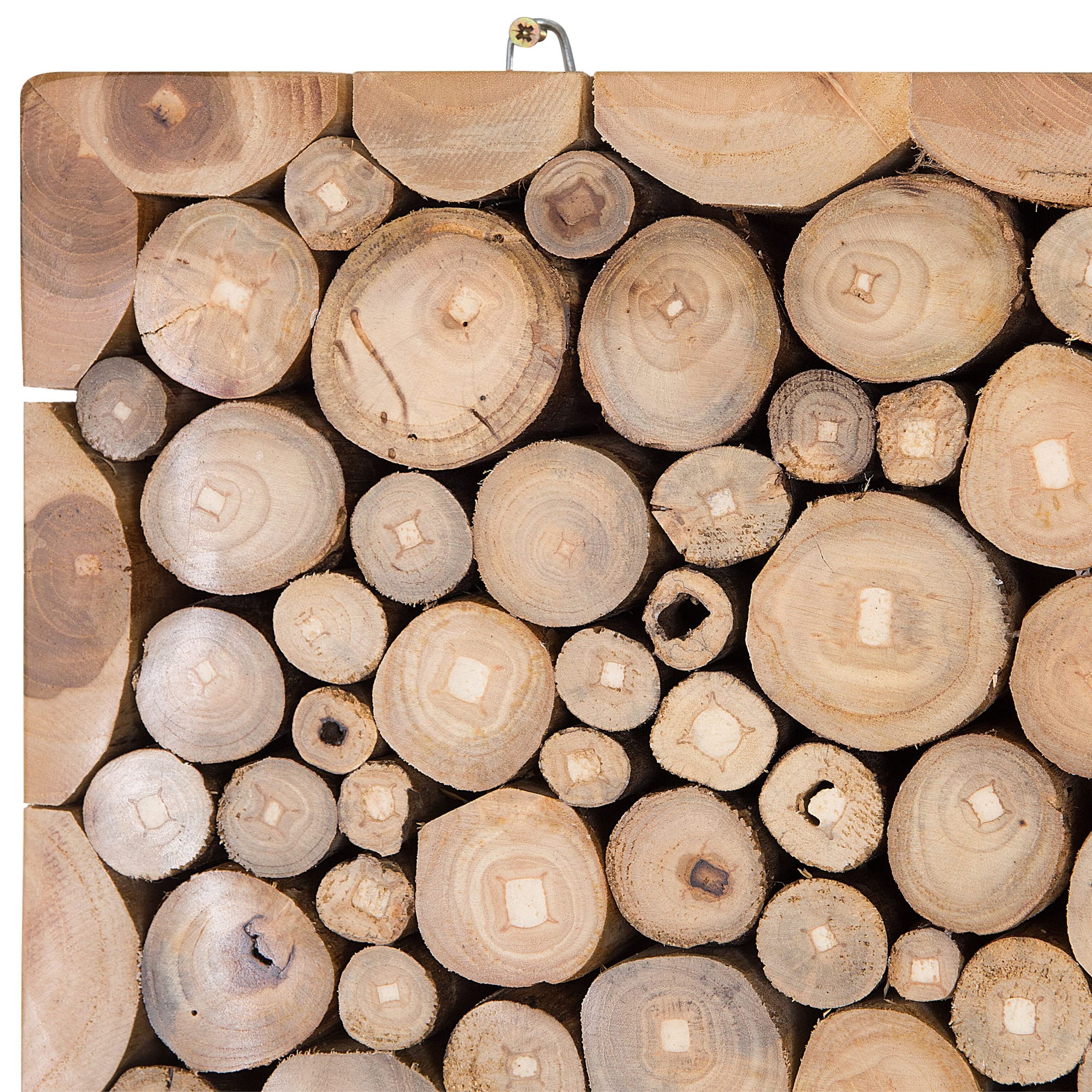 Stilvolle Wanddekoration Natur-Motiv Teakholz hellbraun 85 x 85 cm Twig