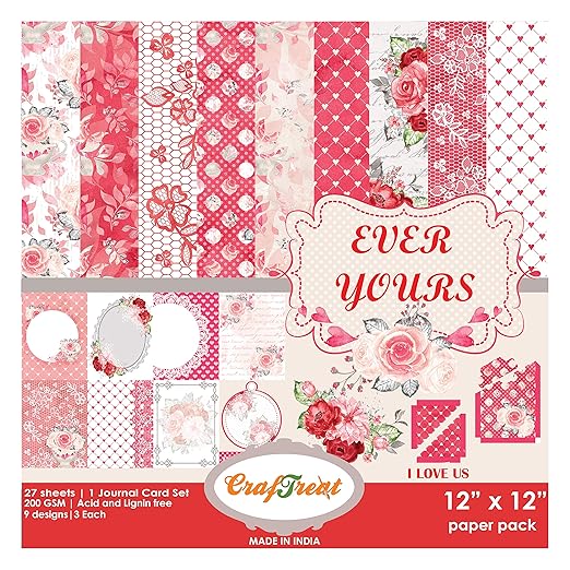 Floral Printed Papers for Art and Craft - Ever Yours - 12X12 Inches - 27 Sheets - Origami Craft Papers Sheets with Flower Print - Flower Sheets for Craft Paper for Art and Craft