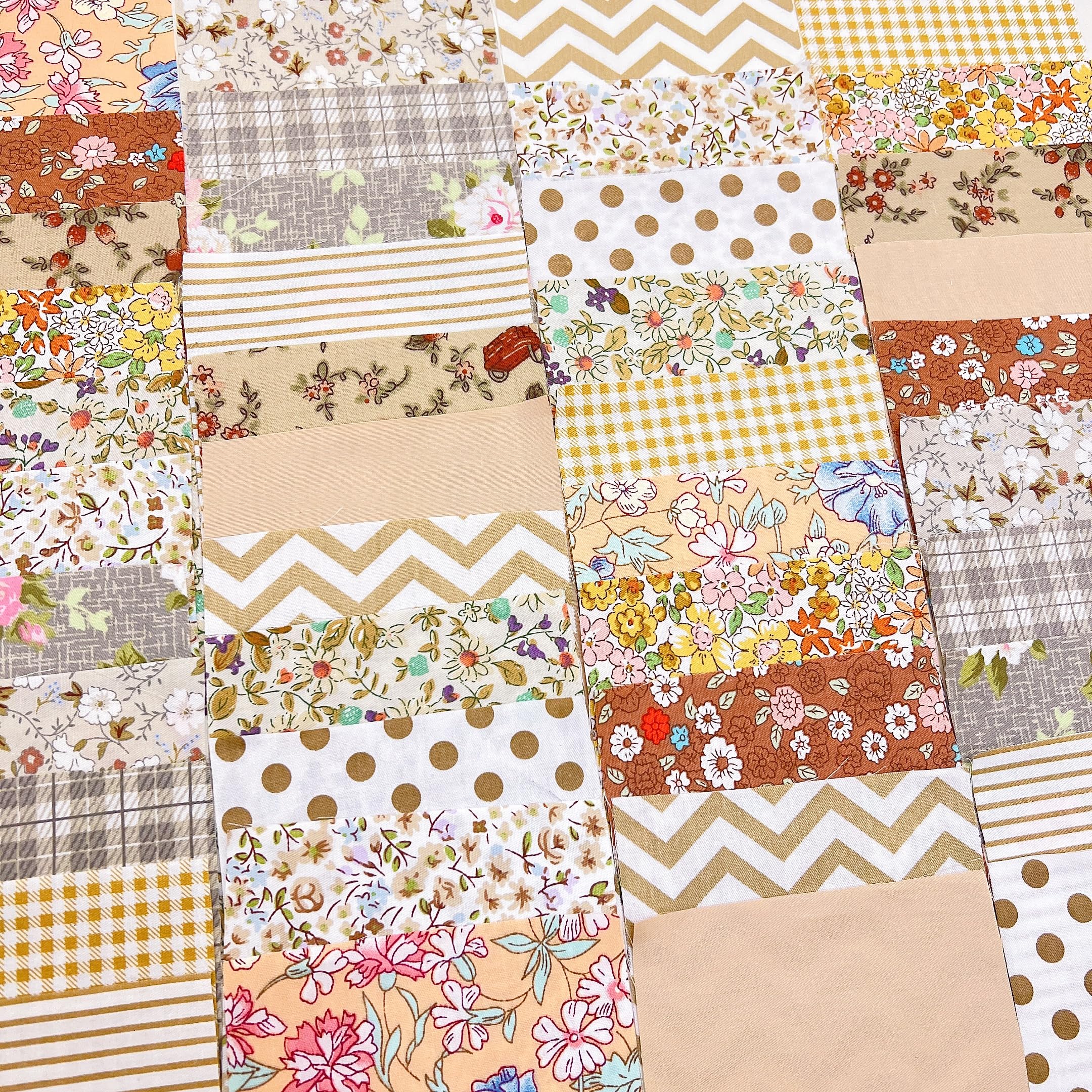 Cotton Fabric DIY Making Supplies Quilting Patchwork Fabric Fat Quarter Bundles DIY for Quilting Cotton Patchwork Cushions (42pcs Brown, 10cm*10cm)